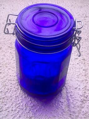 Blue Glass Storage Jar with Clamp Lid - Home Accents